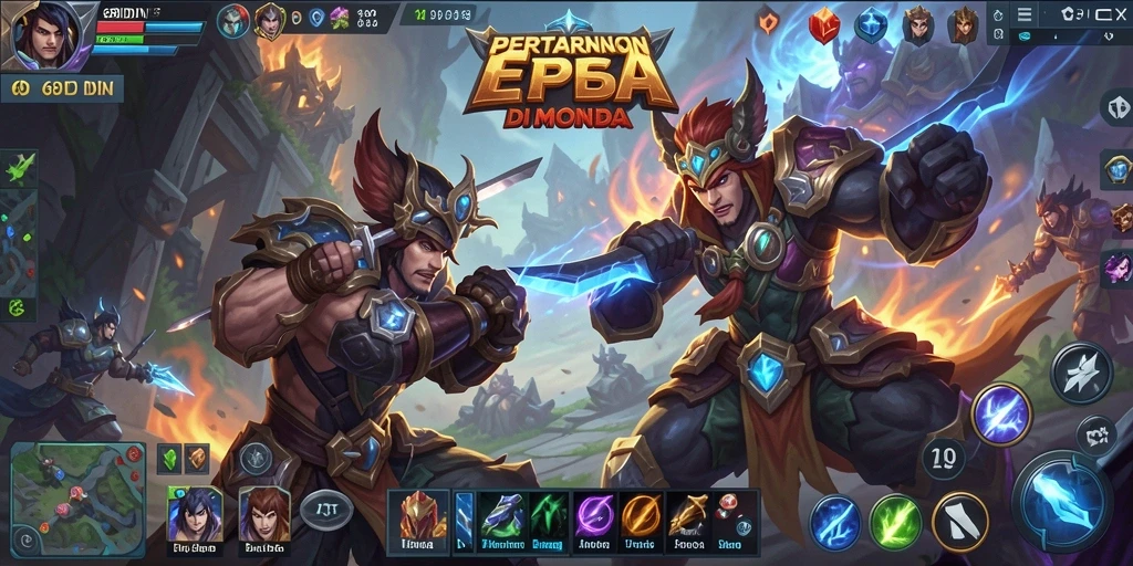 Menampilkan aksi seru dalam game MOBA 68IDN.