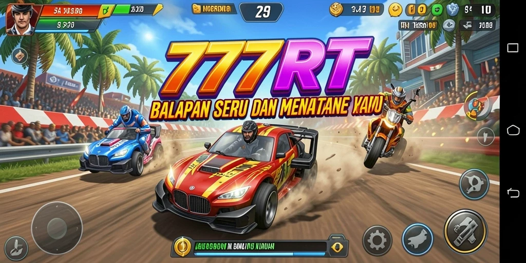 Gameplay balap yang intens dan mendebarkan di 777RT.