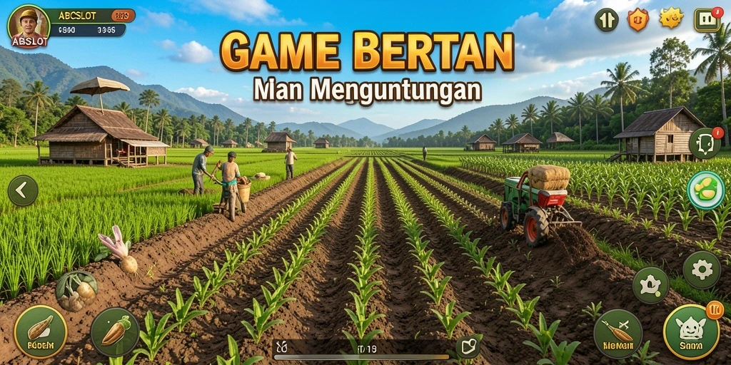 Tampilan gameplay seru di ABCSLOT dengan aktivitas bertani.