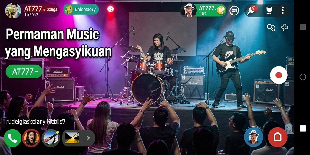 Tampilan gameplay AT777 yang menarik dengan elemen musik interaktif.
