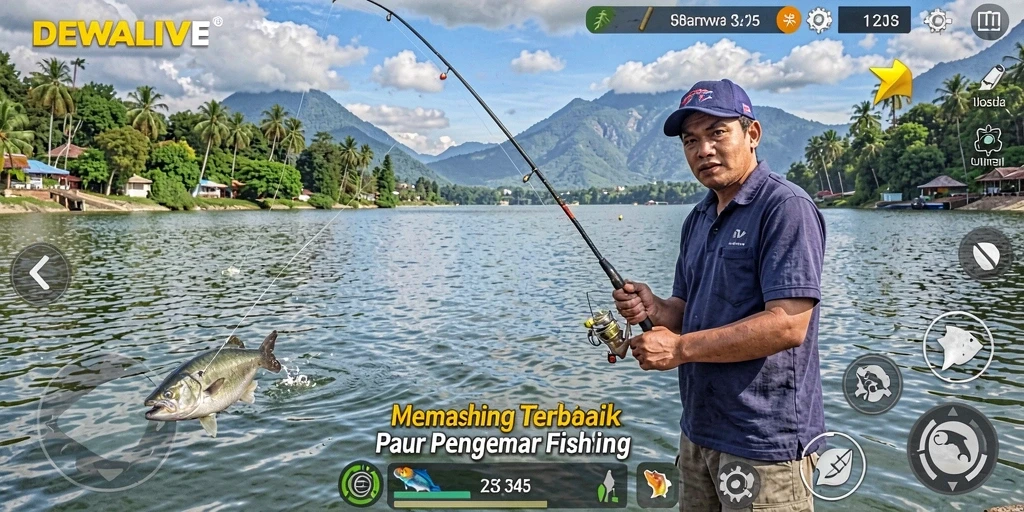Tangkapan ikan di DEWALIVE dengan grafis yang menawan.