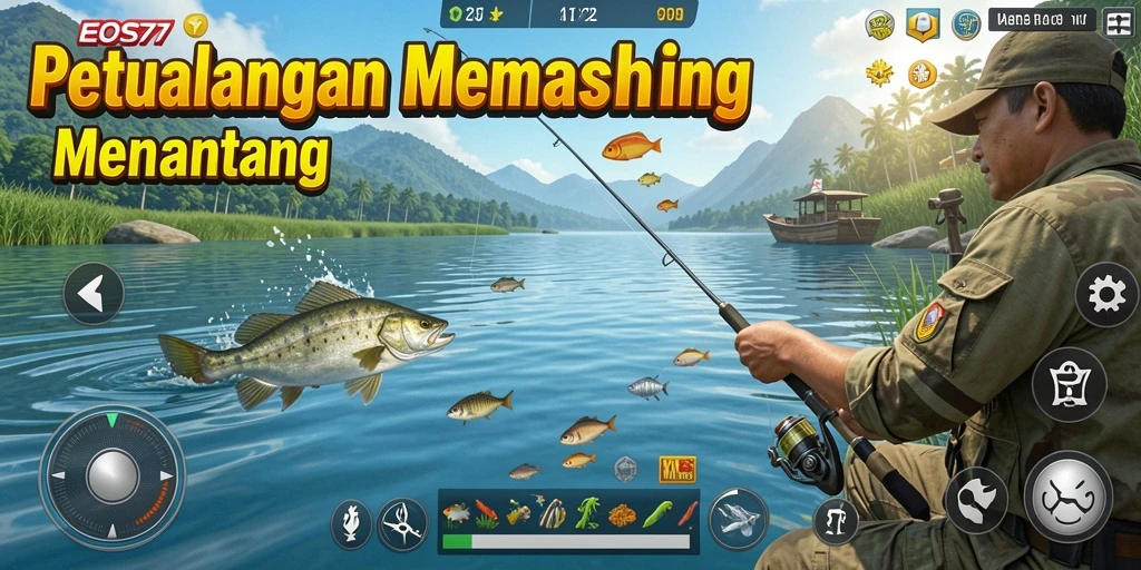 Tampilan gameplay yang mengasyikkan dari EOS77 saat memancing.