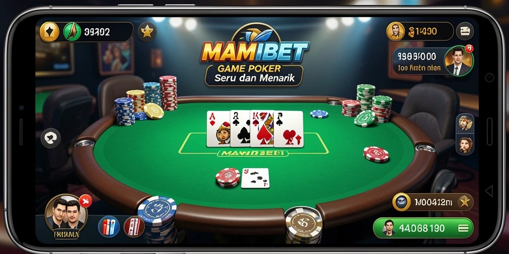 Tampilan gameplay MAMIBET dengan suasana poker yang mendebarkan.