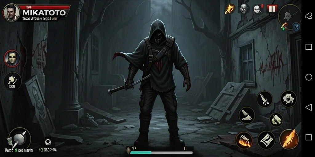 Tampilan gameplay <strong>MIKATOTO</strong> yang menakutkan dan mendebarkan.