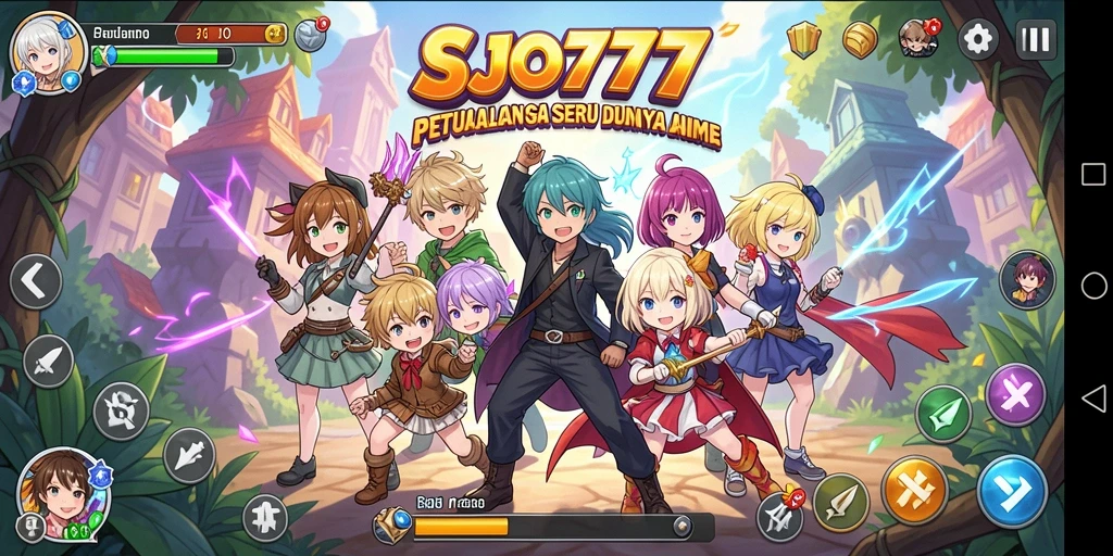 Tampilan gameplay SJO777 yang menampilkan laga seru karakter anime.