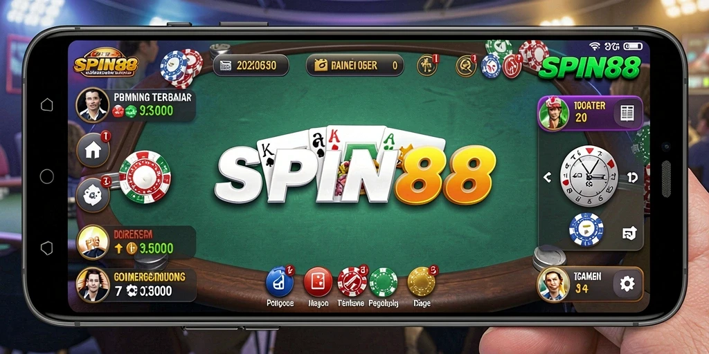 Tampilan menarik gameplay Poker di SPIN88 dengan interaksi pemain.