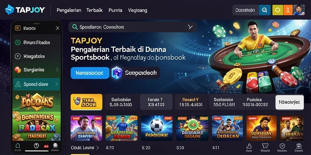 Screenshot TAPJOY menampilkan gameplay intuitif dan informasi taruhan yang lengkap.