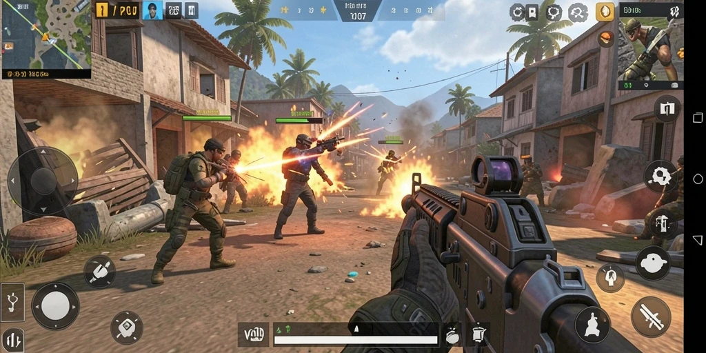 Tampilan gameplay TPS V07 menampilkan pertempuran yang mendebarkan.